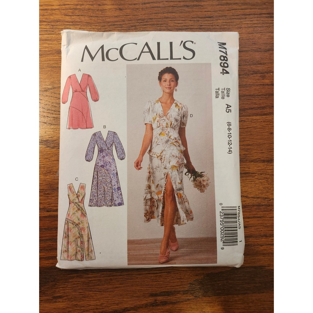 McCall's M7894 Misses Ruffle Wrap Style Dress Sewing Pattern‎ Size 6-14 A5
